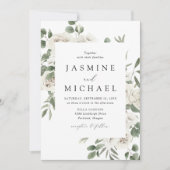 Invitation Mariage Floral Blanc Élégant (Devant)