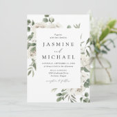 Invitation Mariage Floral Blanc Élégant (Debout devant)