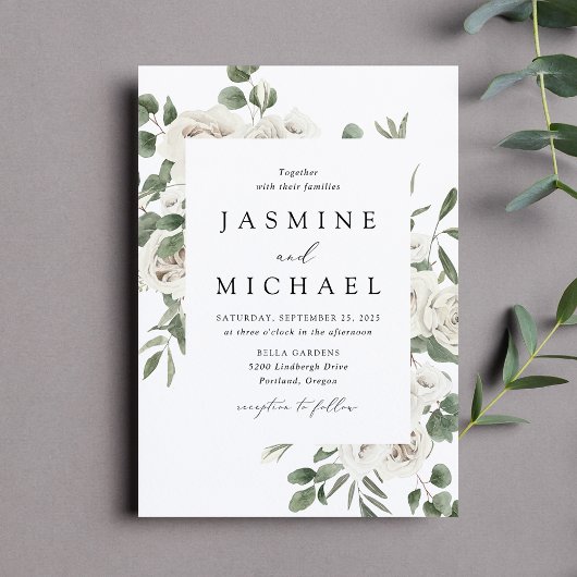 Invitation Mariage Floral Blanc Élégant