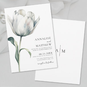 Invitation Mariage Floral Blanc Élégant Moderne de Printemps