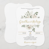 Invitation Mariage floral blanc en espagnol (Devant / Derrière)