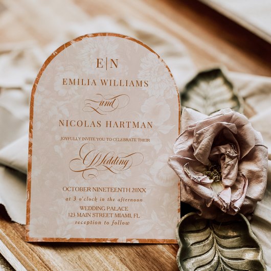 Invitation Mariage Floral blanc en terre cuite