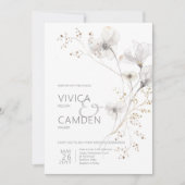 Invitation Mariage floral blanc et blanc moderne (Devant)
