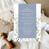 Invitation Mariage floral blanc et bleu foncé