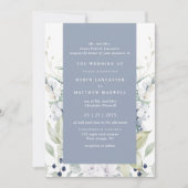 Invitation Mariage floral blanc et bleu foncé (Devant)