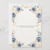 Invitation Mariage floral blanc et bleu gris (Dos)