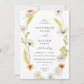 Invitation Mariage floral blanc et jaune (Devant)