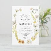 Invitation Mariage floral blanc et jaune 2 (Debout devant)