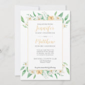 Invitation Mariage floral blanc et jaune encadré (Devant)