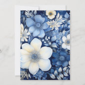 Invitation Mariage floral blanc et marine (Dos)