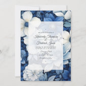 Invitation Mariage floral blanc et marine (Devant)