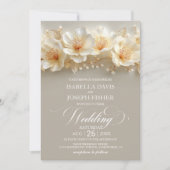 Invitation Mariage floral blanc et or (Devant)