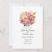 Invitation Mariage floral blanc et or (Devant)