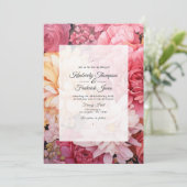 Invitation Mariage floral blanc et or (Debout devant)