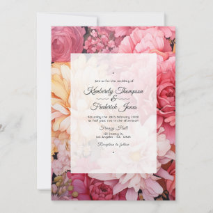 Invitation Mariage floral blanc et or