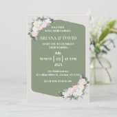 Invitation Mariage Floral Blanc Et Rose (Debout devant)