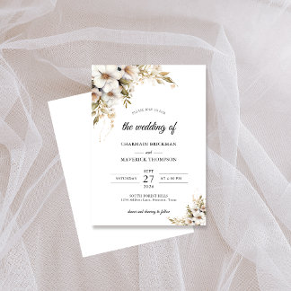 Invitation Mariage Floral Blanc et Verdure