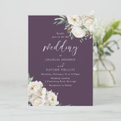 Invitation Mariage floral blanc et violet haut de gamme (Debout devant)
