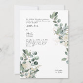 Invitation Mariage floral blanc Hydrangea Eucalyptus blanc (Devant)