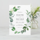 Invitation Mariage Floral blanc I (Debout devant)