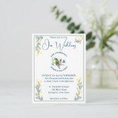 Invitation Mariage floral blanc, jaune et gris (Debout devant)