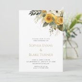 Invitation Mariage floral blanc jaune et vert (Debout devant)