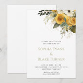 Invitation Mariage floral blanc jaune et vert (Devant / Derrière)