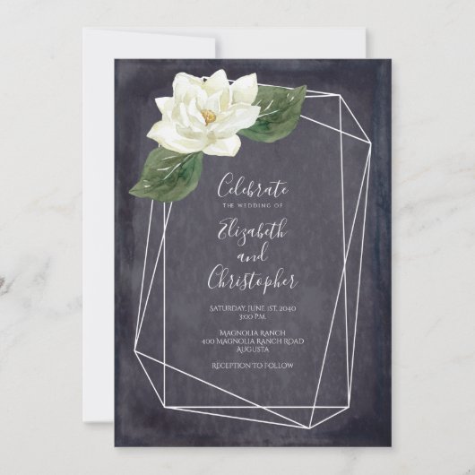 Invitation Mariage floral blanc Magnolia (Devant)