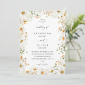 Invitation Mariage floral blanc marais (Debout devant)