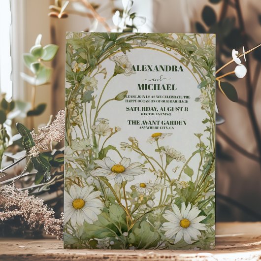 Invitation Mariage floral blanc marais