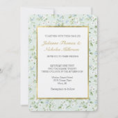 Invitation Mariage floral blanc menthe clair bleu (Devant)