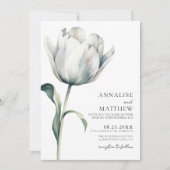 Invitation Mariage floral blanc moderne printemps élégant (Devant)