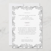 Invitation Mariage floral blanc noir et fin (Dos)