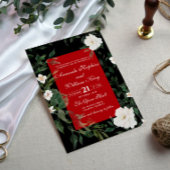Invitation Mariage floral blanc noir et rouge