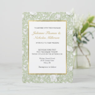 Invitation Mariage Floral Blanc Romantique Assez Vert