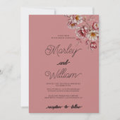 Invitation Mariage floral blanc rose bordeaux orange mauve (Devant)