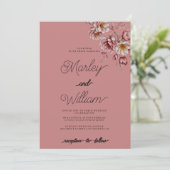 Invitation Mariage floral blanc rose bordeaux orange mauve (Debout devant)
