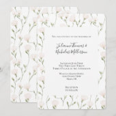 Invitation Mariage floral blanc rose pâle (Devant / Derrière)