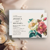 Invitation Mariage floral blanc rouge