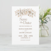 Invitation Mariage floral blanc rustique Enregistrer la date (Debout devant)