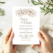 Invitation Mariage floral blanc rustique Enregistrer la date