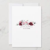 Invitation Mariage Floral Blanc Rustique Rose Marron (Dos)