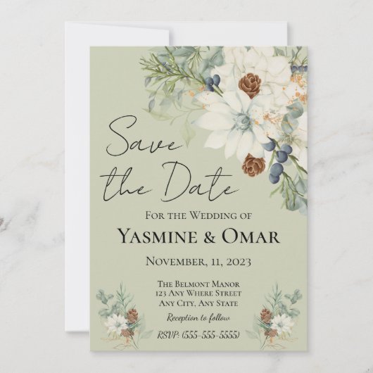 Invitation Mariage floral blanc rustique simple et moderne (Devant)