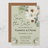 Invitation Mariage floral blanc rustique simple et moderne (Devant / Derrière)