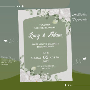 Invitation Mariage Floral Blanc Sage Élégant