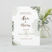 Invitation Mariage floral blanc vert (Debout devant)
