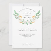 Invitation Mariage floral blanc, vert, jaune | (Devant)