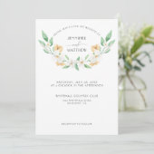 Invitation Mariage floral blanc, vert, jaune | (Debout devant)