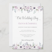 Invitation Mariage floral blanc violet doux (Devant)