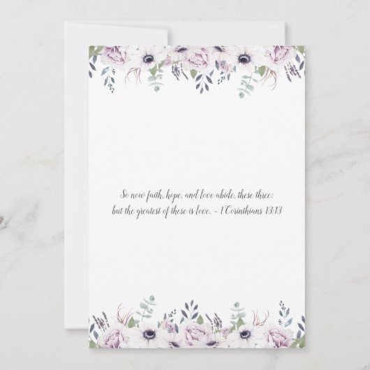 Invitation Mariage floral blanc violet doux (Dos)